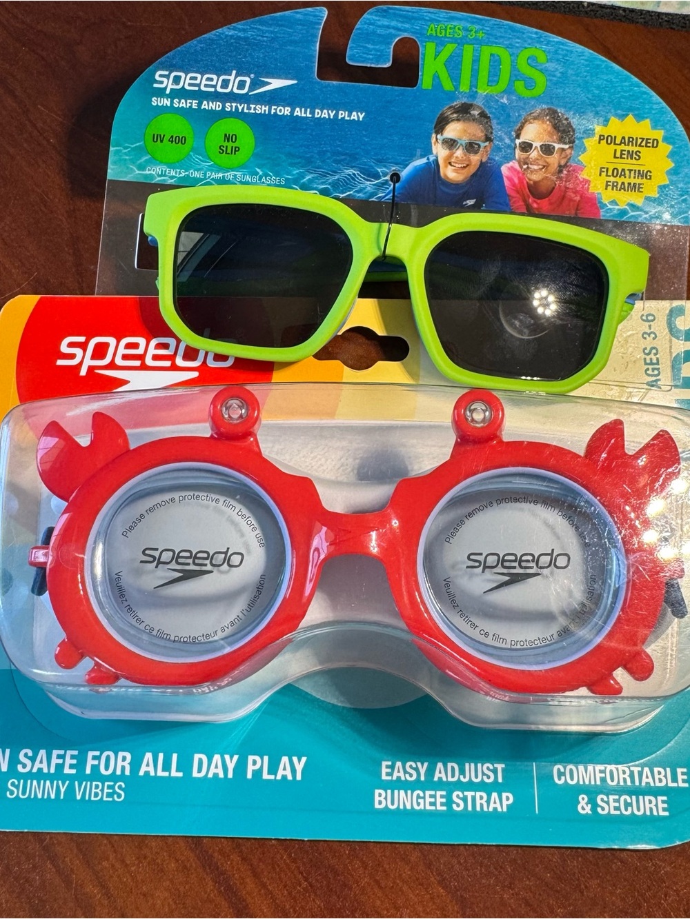 Speedo Kids Lime Green Sunglasses & Red Crab Swim Goggles Set